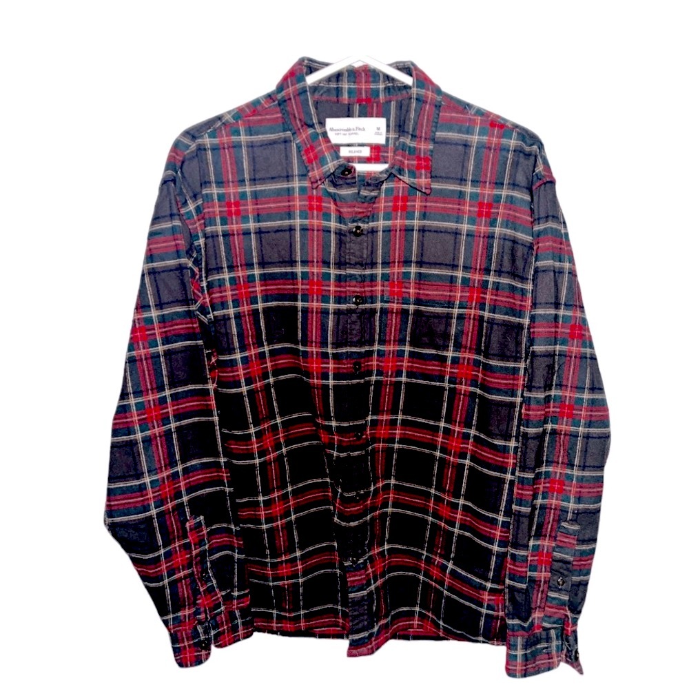 Abercrombie & Fitch Button Down Plaid Flannel Shirt Size Medium